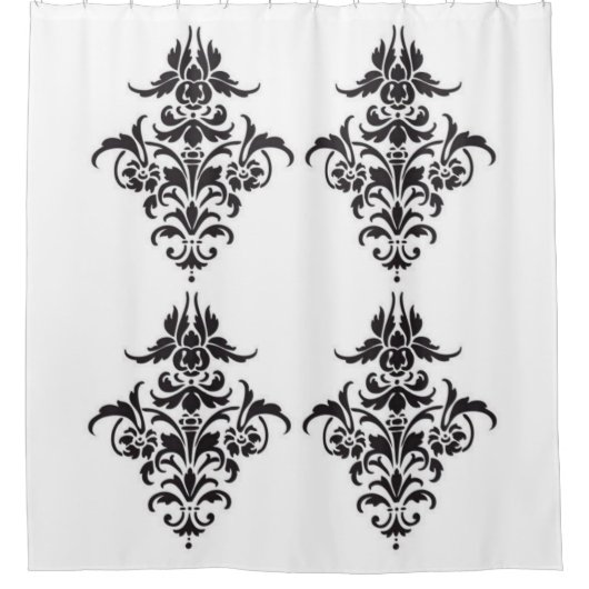 Eleganter Schwarz-Weiß-Damast-Duschvorhang Duschvorhang (Vorderseite)