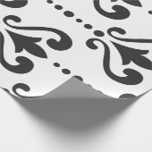 Eleganter Schwarz-Weiß-Damast Geschenkpapier (Ecke)