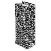 Eleganter Schwarz-Weiß-Damast Geschenktüte Für Weinflaschen (Rückseite Schrägansicht)