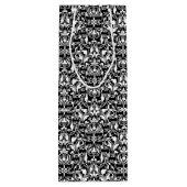 Eleganter Schwarz-Weiß-Damast Geschenktüte Für Weinflaschen (Rückseite)