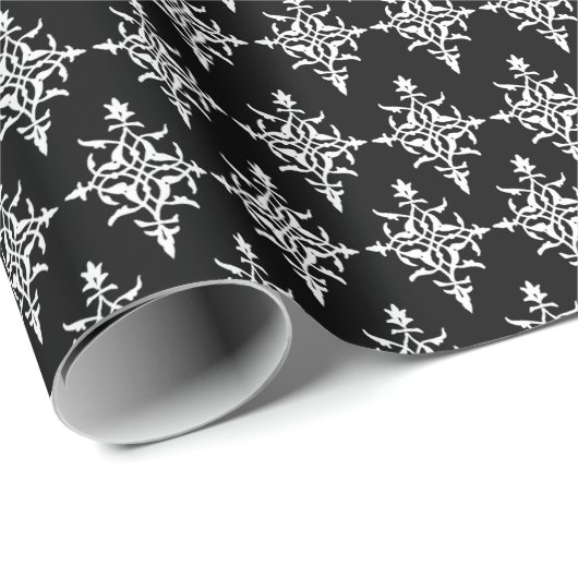 Eleganter Schwarz/Weiß-Damast, jeder Anlass Geschenkpapier (Rolleneckpunkt)