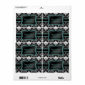 Eleganter Schwarz-Weiß-Damast mit aquamarinem Blau (Vorne)