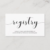 Eleganter Schwarz-Weiß-Ehering-Registrierungskarte Begleitkarte (Vorderseite)