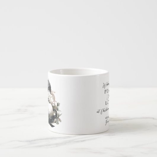 Eleganter Schwarz-Weiß-Elfenbein Weihnachtsschmuck Espressotasse (Vorderseite)