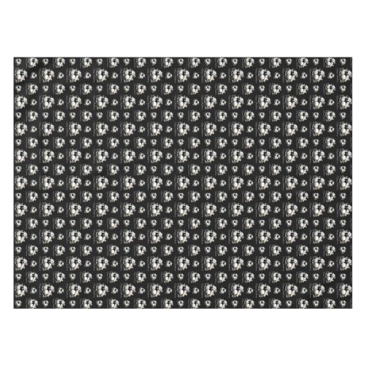 Eleganter Schwarz-Weiß-Elfenbein Weihnachtsschmuck Tischdecke (Vorderseite (Horizontal))