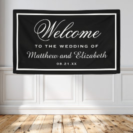 Eleganter Schwarz-Weiß-Empfang Banner