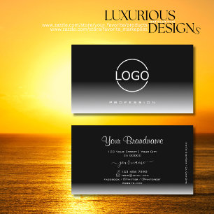 Eleganter Schwarz-Weiß-Farbton mit Markenlogo Visitenkarte