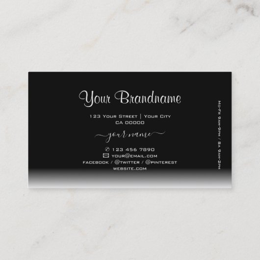 Eleganter Schwarz-Weiß-Farbton mit Markenlogo Visitenkarte (Rückseite)