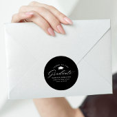 Eleganter Schwarz-Weiß-Gejammer für den Graduate Runder Aufkleber