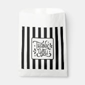 Eleganter Schwarz-weiß gestreift Danke Geschenktütchen (Vorderseite)