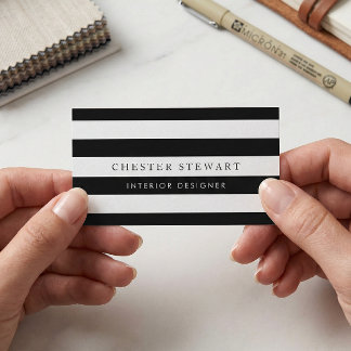 Eleganter Schwarz-weiß gestreift - einfach Minimal Visitenkarte