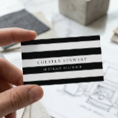 Eleganter Schwarz-weiß gestreift - einfach Minimal Visitenkarte
