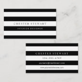 Eleganter Schwarz-weiß gestreift - einfach Minimal Visitenkarte (Vorne/Hinten)