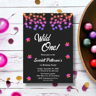 Eleganter Schwarz-Weiß-Glanz Herbst 1. Geburtstag Einladung