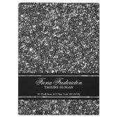 Eleganter Schwarz-Weiß-Glitzer Klemmbrett (Rückseite)