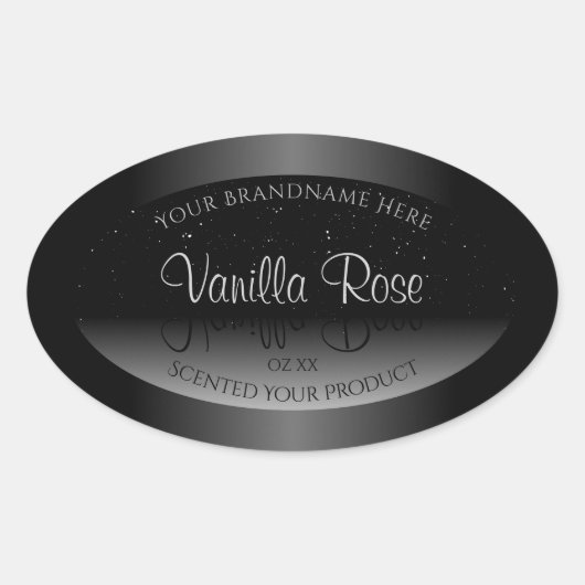 Eleganter Schwarz-Weiß-Glitzer mit dem Label Soft Ovaler Aufkleber (Vorderseite)