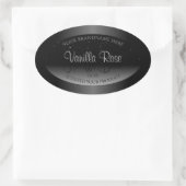 Eleganter Schwarz-Weiß-Glitzer mit dem Label Soft Ovaler Aufkleber (Tasche)