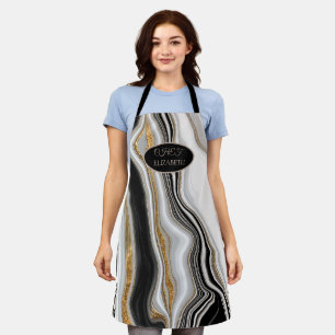 Eleganter Schwarz Weiß Gold Marmor Schürze