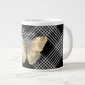 Eleganter Schwarz-Weiß-Goldener Schmetterling Jumbo-Tasse (Vorderseite Rechts)