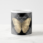 Eleganter Schwarz-Weiß-Goldener Schmetterling Jumbo-Tasse (Vorderseite)