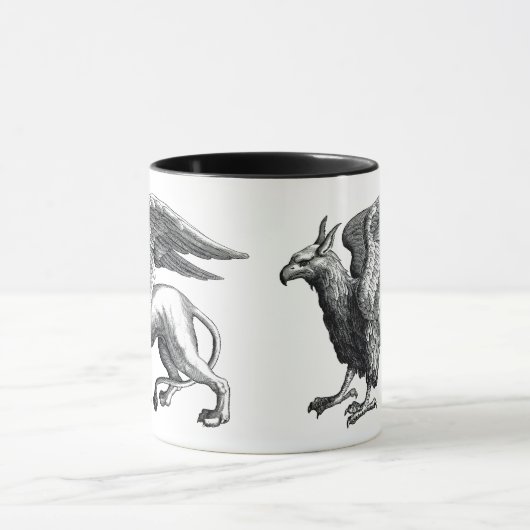 Eleganter Schwarz-Weiß-Griffin - Legendäre Bestie Tasse (Zentrum)