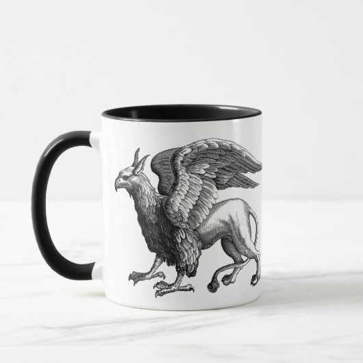 Eleganter Schwarz-Weiß-Griffin - Legendäre Bestie Tasse (Links)