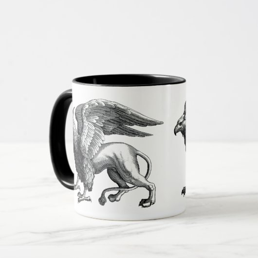 Eleganter Schwarz-Weiß-Griffin - Legendäre Bestie Tasse (Vorderseite Links)