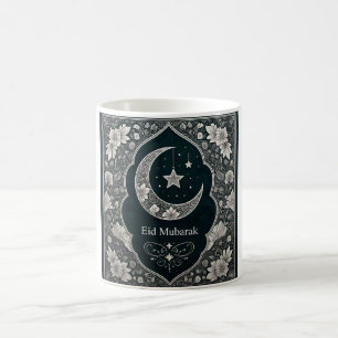 Eleganter Schwarz-Weiß-Halbmond Mubarak Blumenstra Kaffeetasse