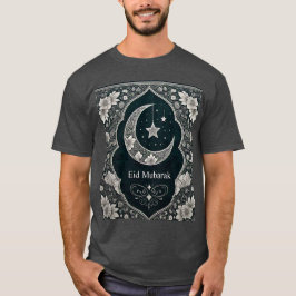 Eleganter Schwarz-Weiß-Halbmond Mubarak Blumenstra T-Shirt