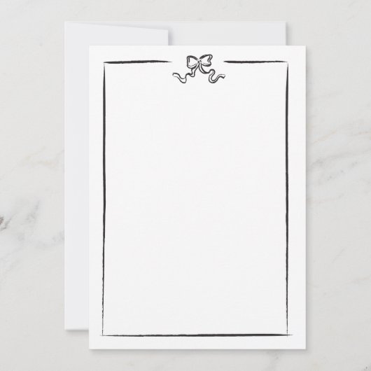 Eleganter Schwarz-Weiß-Handgezeichneter Bow Einladung (Rückseite)