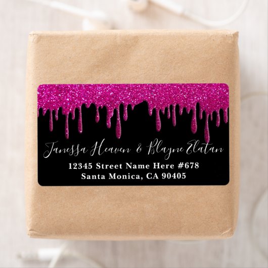 Eleganter Schwarz-Weiß-Hochzeitrosa-Glitzer-Tropfe (Insitu)