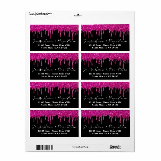 Eleganter Schwarz-Weiß-Hochzeitrosa-Glitzer-Tropfe (Vorne)