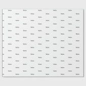 Eleganter Schwarz-Weiß-individuelle Name-Geburtsta Geschenkpapier (Flach)