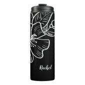 Eleganter Schwarz-Weiß-Individuelle Name Thermosbecher (Vorderseite)