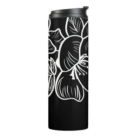 Eleganter Schwarz-Weiß-Individuelle Name Thermosbecher (Nach links gedreht)