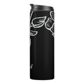 Eleganter Schwarz-Weiß-Individuelle Name Thermosbecher (Nach rechts gedreht)