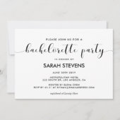 Eleganter Schwarz-Weiß-Junggeselinnen-Abschied Einladung (Vorderseite)