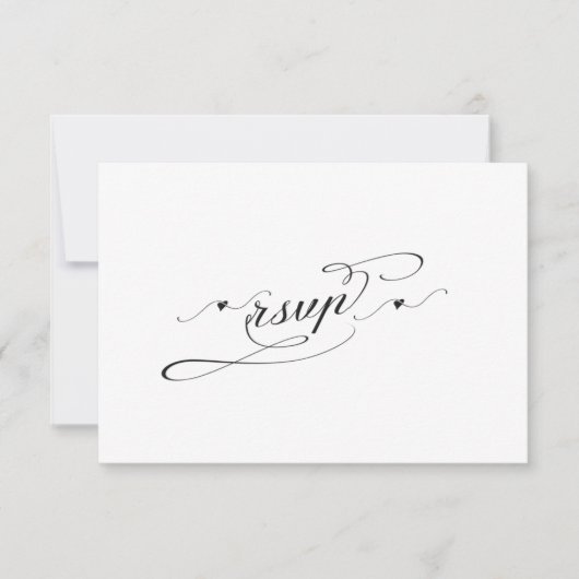 Eleganter Schwarz-Weiß-Kalligrafie-Hochzeitstag RS RSVP Karte (Vorderseite)