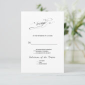 Eleganter Schwarz-Weiß-Kalligrafie-Hochzeitstag RS RSVP Karte (Stehend Vorderseite)
