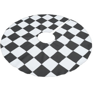 Eleganter Schwarz-Weiß karierter Weihnachtsbaum Polyester Weihnachtsbaumdecke