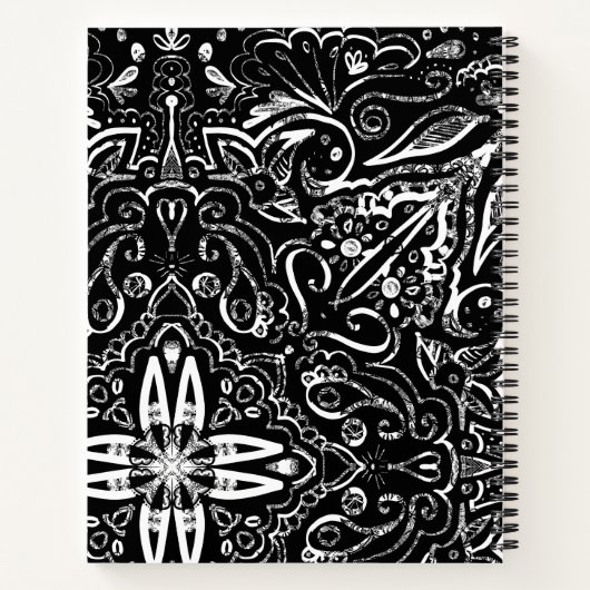 Eleganter Schwarz-Weiß-Mandala-Designwurf Notizblock (Rückseite)