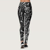 Eleganter Schwarz-Weiß-Mandala-Designwurf-Stützpfe Leggings (Rückseite)