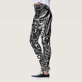 Eleganter Schwarz-Weiß-Mandala-Designwurf-Stützpfe Leggings (Links)