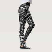 Eleganter Schwarz-Weiß-Mandala-Designwurf-Stützpfe Leggings (Rechts)