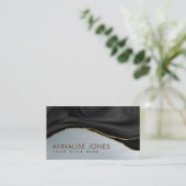 Eleganter Schwarz-Weiß-Marmor und Gold Visitenkarte (Stehend Vorderseite)
