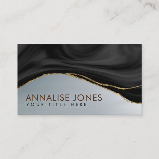 Eleganter Schwarz-Weiß-Marmor und Gold Visitenkarte (Vorderseite)