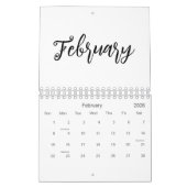 Eleganter Schwarz-Weiß-Minimalist 2025 Kalender (Feb 2026)