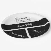 Eleganter Schwarz-Weiß Moderner Chic 40. Geburtsta Pappteller (Schrägansicht)