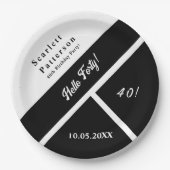 Eleganter Schwarz-Weiß Moderner Chic 40. Geburtsta Pappteller (Vorderseite)