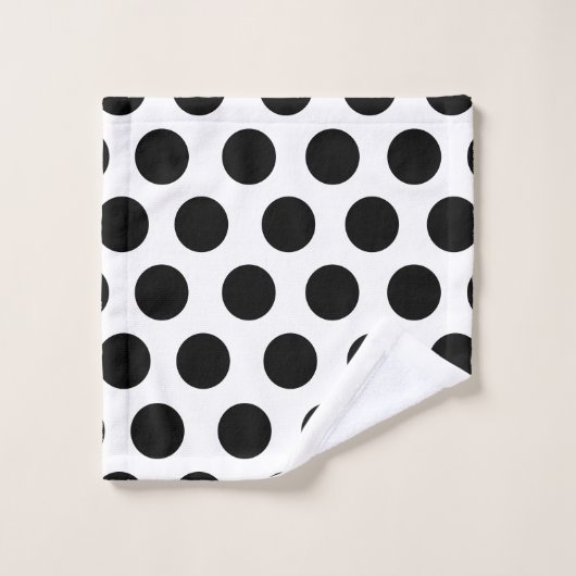 Eleganter Schwarz-Weiß-Reverse Feminine Polka Dot Badhandtuch Set (Waschlappen)